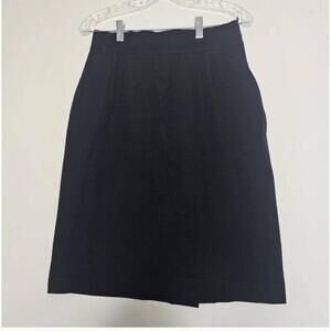 Prada Black Wool Knee-Length Pencil Skirt Side Zipper Vintage 90s